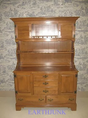 Ethan Allen Baumritter China Hutch 5 Drawer Cabinet Heirloom Nutmeg Maple 10 473 • $799.99