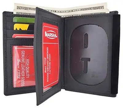 RFID Blocking Genuine Cowhide Leather Badge RFID Wallet For Firefighters Police • $33.95