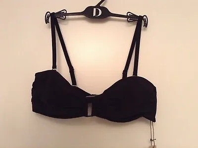 Bikini Top 34B Black Bandeau Style Detachable Halter Neck BNWT Rrp £20 • £5