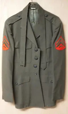 USMC US Marine Wool Dress Service Jacket Military Coat 40 L Pants & Hat • $5.95