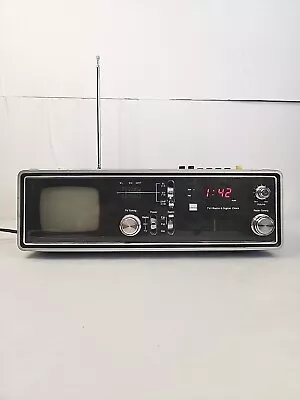 Vintage 1979 Sharp TV Radio Am/FM Mini 4  TV - Digital Clock Model 3T-57A • $45