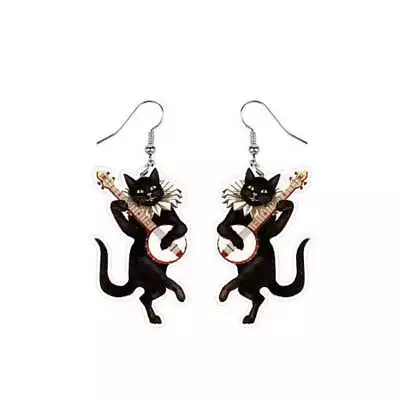 $5.40 • Buy Vintage Dancing Cat Drop Earrings Women Party Wedding Jewelry Dangle Gifts