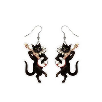 $5.40 • Buy Vintage Dancing Cat Drop Earrings Women Party Wedding Jewelry Dangle Gifts