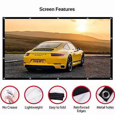 Projector Screen 150 Inch 4K Movie 16:9 HD Foldable And Portable Anti-Crease • $25.63