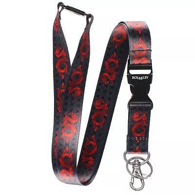 Oriental Red Dragon Lanyard Neck Strap With Card/Badge Holder Or Key Ring • £3.49