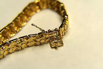 Men's 14K Heavy Gold Nugget Bracelet • $1849