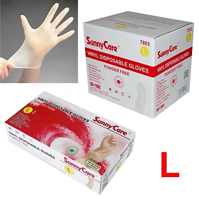 SunnyCare #7803 Vinyl Disposable Gloves Powder Free (Latex Nitrile Free)   Large • $32