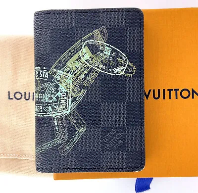 Louis Vuitton Stamps Animal Damier Graphite Pocket Organizer Wallet + Box N64602 • $395