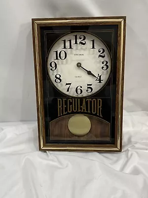 Vtg Verichron Regulator Antique Quartz Wall Clock Gold Trimmed Wood Working • $11.93