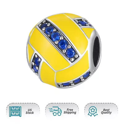 Authentic S925 Volleyball Enamel Charm Women Moment Bracelet Sport Charms Gifts • $17.98