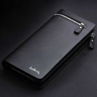 Long Leather Wallet Clutch For Men ID Credit Cards Holder Zip Phone Bag Handbag • $10.98