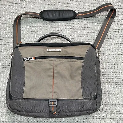 Eddie Bauer Laptop Messenger Bag Unisex Shoulder Strap Zip Pockets Gray Beige M • $20.99