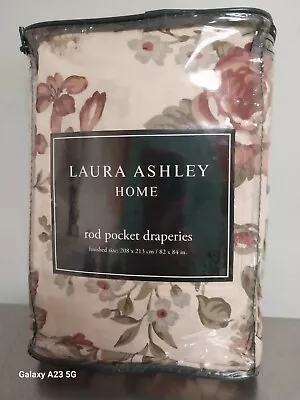 Laura Ashley Glenmore Rod Pocket Drapes-Roses-84  L-Never Used • $159.99