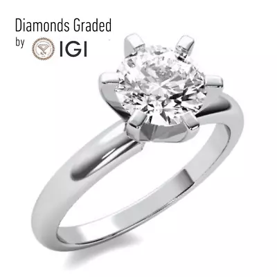 2ct E VS2 Diamond Engagement Rings IGI Certified Round Lab Grown Platinum • £1580.53