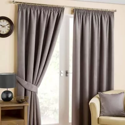 Hamilton Belvedere Blackout Readymade Curtains 228cm W X 183cm Drop Pewter Grey • £30.97