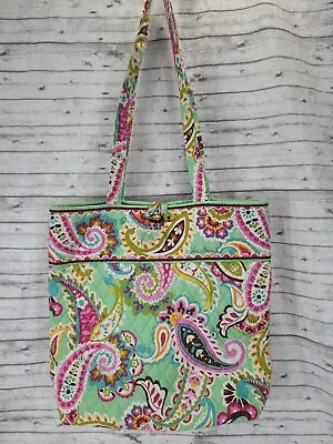 Vera Bradley Tote Bag Large COTTON Tutti Frutti Paisley Green Pink Retired  • $27.99