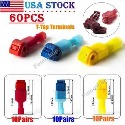 60PCS Car Quick Splice Insulated T-Tap Wire Crimp Spade Terminals Connectors Kit • $8.99