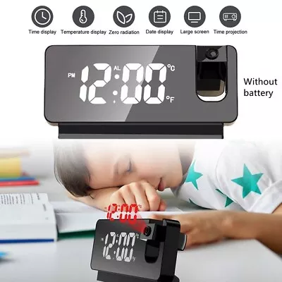 Digital Projection Table Alarm Clock LED Temperature Date Display Dimming UK 1PC • £12.23