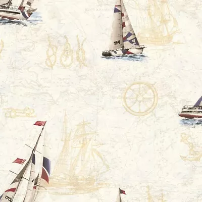 Nautical Map Sailors Knots Wallpaper Chesapeake Wallcoverings BBC47501 • $40.50