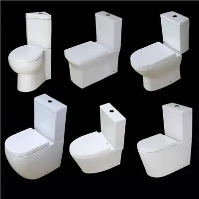 £159.99 • Buy Toilet Close Coupled Square Rim Rimless WC Comfort H Round Bathroom