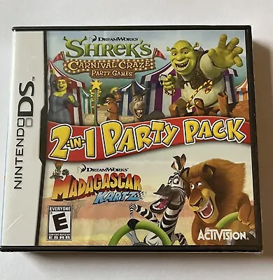 2-in-1 Party Pack Shrek's Carnival Madagascar Kartz Nintendo DS - Brand New ! • $5