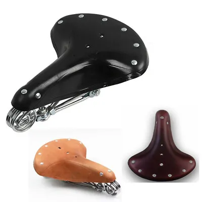 Vintage Classic Genuine LEATHER Retro Fit All Bicycle Cycling Springs Bike Seat • $37.99
