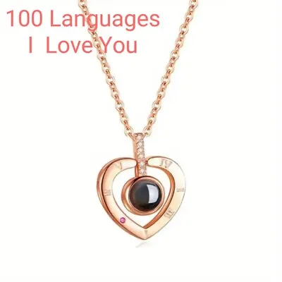 Projection Necklace 100 Languages ​​I Love You Pendant Jewelry Holiday Gift New • $15.98