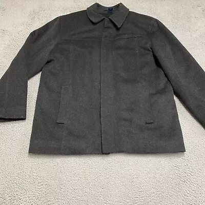 J Crew Coat Mens Large Wool Jacket Sherpa Lined Black Full Zip Pockets • $44.88
