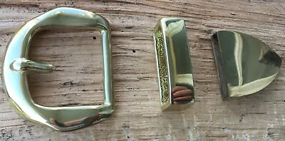 Western/Amish Solid Brass Belt Buckle Set Choice Of Buckle Keeper & Tip 1 1/2  • $6.40