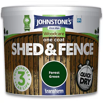 5l Forest Green Johnstones Woodcare One Coat Shed And Fence Paint Garden Protect • £14.99