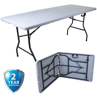 £42.99 • Buy Large Folding Table 6ft Heavy Duty Blow Moulded Outdoor Garden Bbq Party Market