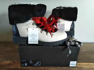 NEW IN BOX! J. CREW Nordic Boot Natural Size 8 #AF431 Real Fur White Black Red • $74.99