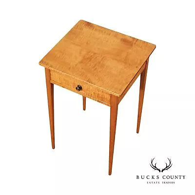 Shaker Style Tiger Maple Side Table With Single Drawer • $1195