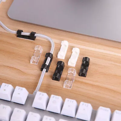 20X Self Adhesive Wire Cable Cord Clips Clamp Table Wall Tidy Organizer Holder • £4.60