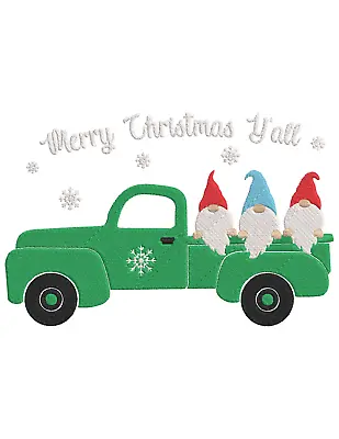 MERRY CHRISTMAS GNOMES IN A TRUCK Embroidery Machine Design Pattern PES JEF • $3.95