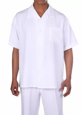 Men's 2pc Walking Suit Short Sleeve Casual Shirt & Pants Set  Solid  M2954 .2971 • $43.99