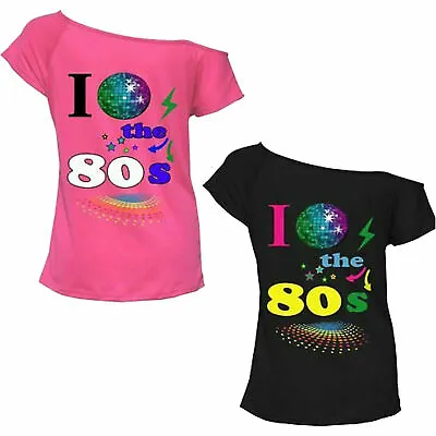 Women's Ladies I Love The 80s Stars Globe Hen Party Top Retro Fancy T-shirt Top • £6.99