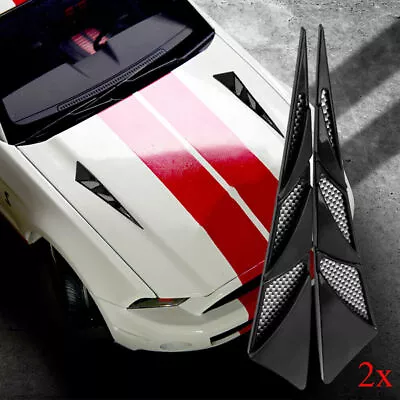 2x Black Accessories Car Hood Side Air Intake Flow Vent Cover Sticker Decoration • $18.25