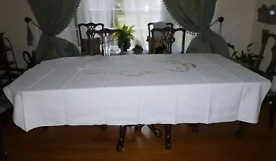 $69.95 • Buy Vintage Madeira Festive Holiday Golden Scrolls Hand Sewn Applique Tablecloth 