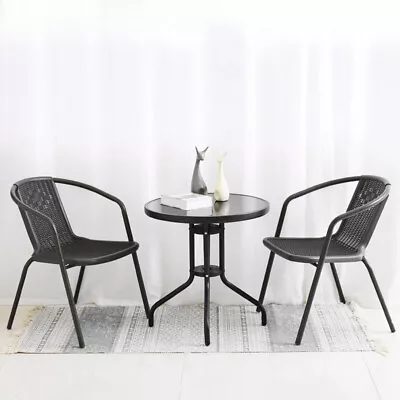 Three-Piece Garden Bistro Set Round Table And 2 Chairs Indoor Outdoor Furniture • £89.99