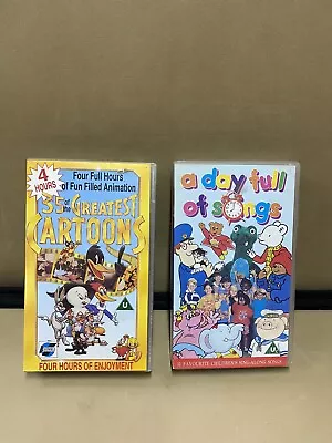 Vintage Retro 80s 90s VHS Cartoon Tapes A Day Full Of Songs • £19.99