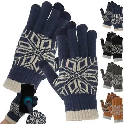 Men Wool Full Finger Glove Knit Liners Cold Weather Touchscreen Gloves Non-slip • $9.99
