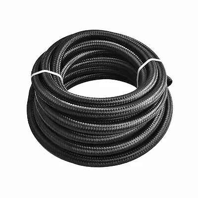 Black Fuel Hose Oil Gas Line AN4-AN6-AN8-AN10-AN12 Nylon/Stainless Steel Braided • $32.59