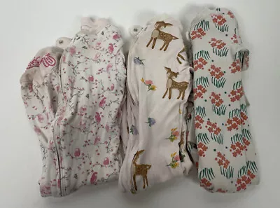 Baby Girl 6 9 12 Month Pajama Set Lot 3 Hanna Andersson 70 Burt's Bees Bird Deer • $19.99