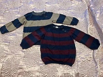 H&M Baby Boys Knitted Jumper Sweater 12-18m Brown Crew Neck Bundle • £2.99