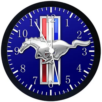 Mustang Black Frame Wall Clock Nice For Decor Or Gifts Z162 • $19.95