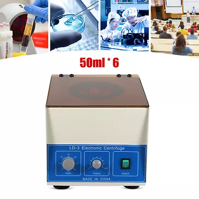 6*50ml LD-3 Electric Benchtop Centrifuge Lab Medical Practice Machine 4000rpm • $164.50
