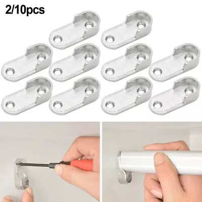 Easy To Install Wardrobe Pole Bracket Holder End Supports For Hanging Rails • £6.60