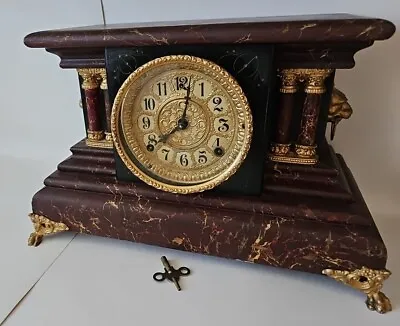 Gilbert Blackbird Marbleized Mantle Clock • $337.13