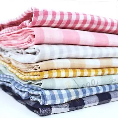 Checkmate Double Sided Cotton Double Gauze Gingham Oeko Tex PJs Muslin Fabric • £0.99